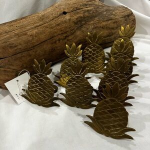 Gold Tone Brass like Pineapple Napkin Rings